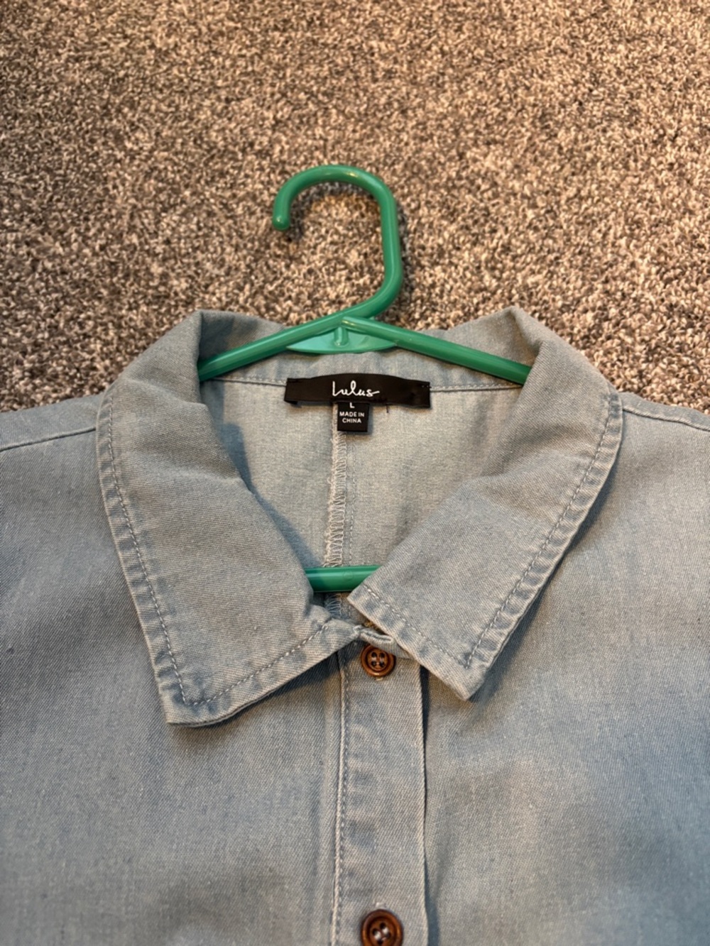 Like New Button Up Chambray Ruched Denim Mini Dress by LuLus Large - Picture 6 of 13